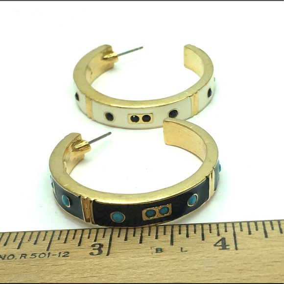 Vintage KJL Kenneth jay lane enamel half hoop earrings. KJL Kenneth jay lane - Picture 2 of 5